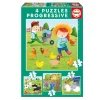 4 Puzzles progressifs : animaux de la ferme - Educa
