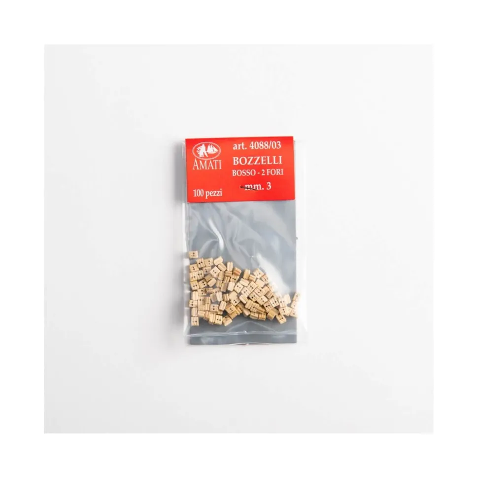 Accessoires maquette bateau en bois : Poulies buis double 3 mm - Amati