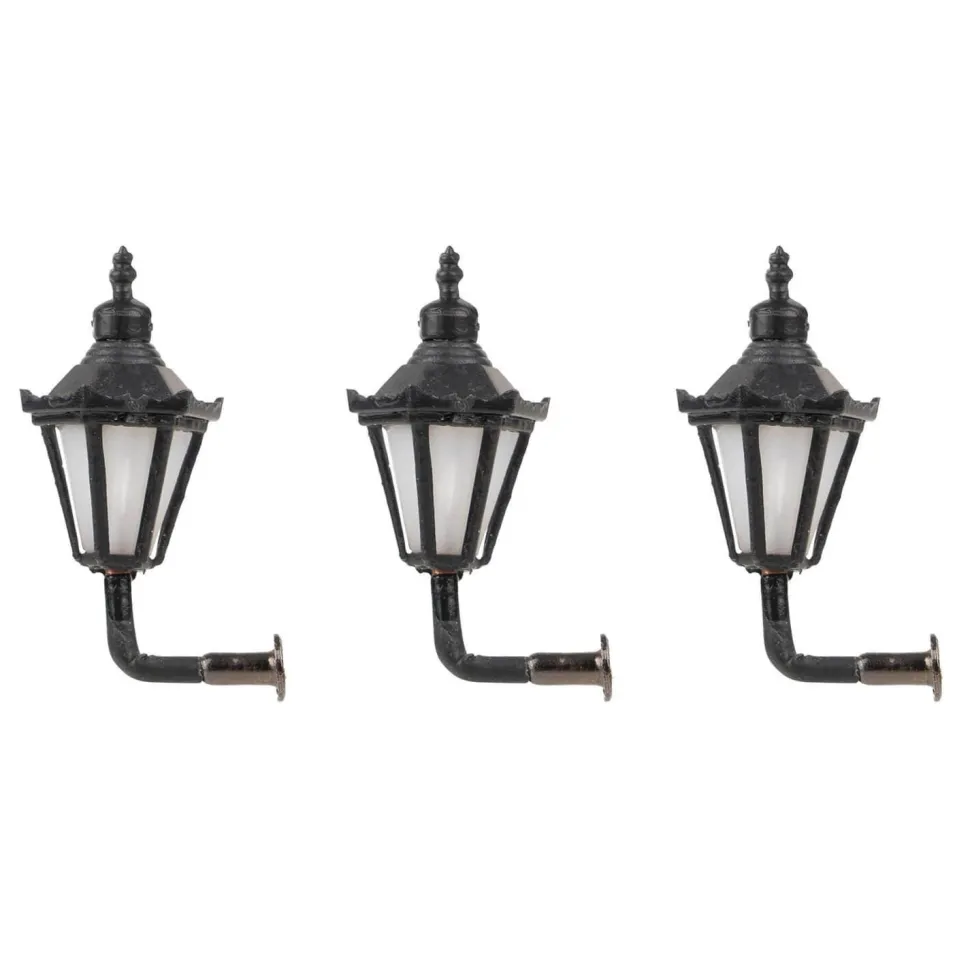 Accessoires pour Modélisme HO : 3 Lampes murales LED, lanternes hexagonales à couronne - Faller