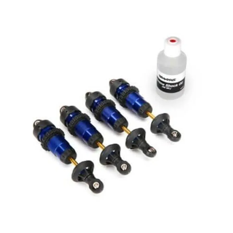 Amortisseurs Gtr Alu Anodise Bleu Assembles (Sans Ressorts) (4) - Traxxas