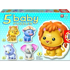Baby puzzle - 5 puzzles - Les animaux sauvages - Educa