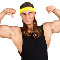 Bandeau jaune avec cheveux bruns - RueDeLaFete