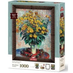 Coffret : Cadre, Colle et Puzzle 1000 pièces : Fleurs de topinambour de Claude Monet - Art Puzzle