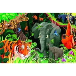 Coffret livre et puzzle 220 pièces : La Planète en danger : La jungle - Sassi