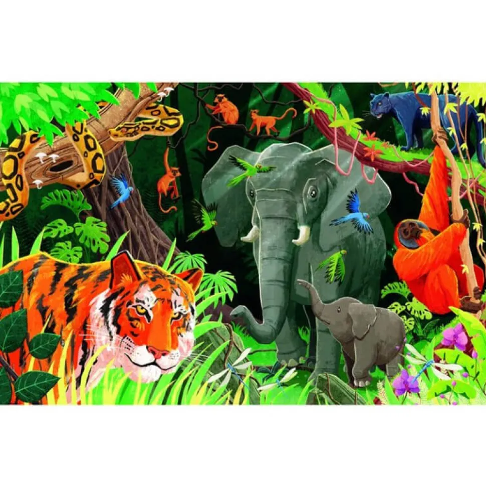 Coffret livre et puzzle 220 pièces : La Planète en danger : La jungle - Sassi