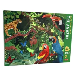 Coffret livre et puzzle 220 pièces : La Planète en danger : L'Amazonie - Sassi