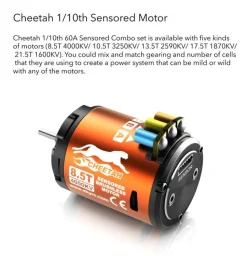 Combo Cheetah 10 Controleur S60A + Moteur 1600KV - 21.5T 2P Brushless - SkyRc