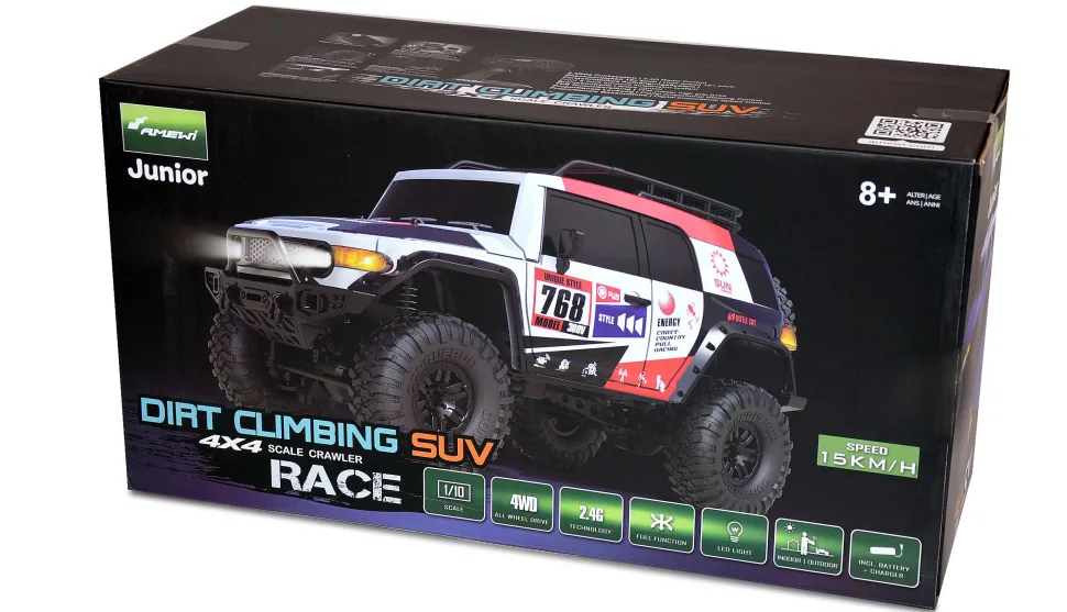 Dirt Climbing SUV Race Crawler 4WD 1:10 RTR Blanc et Rouge - Amewi