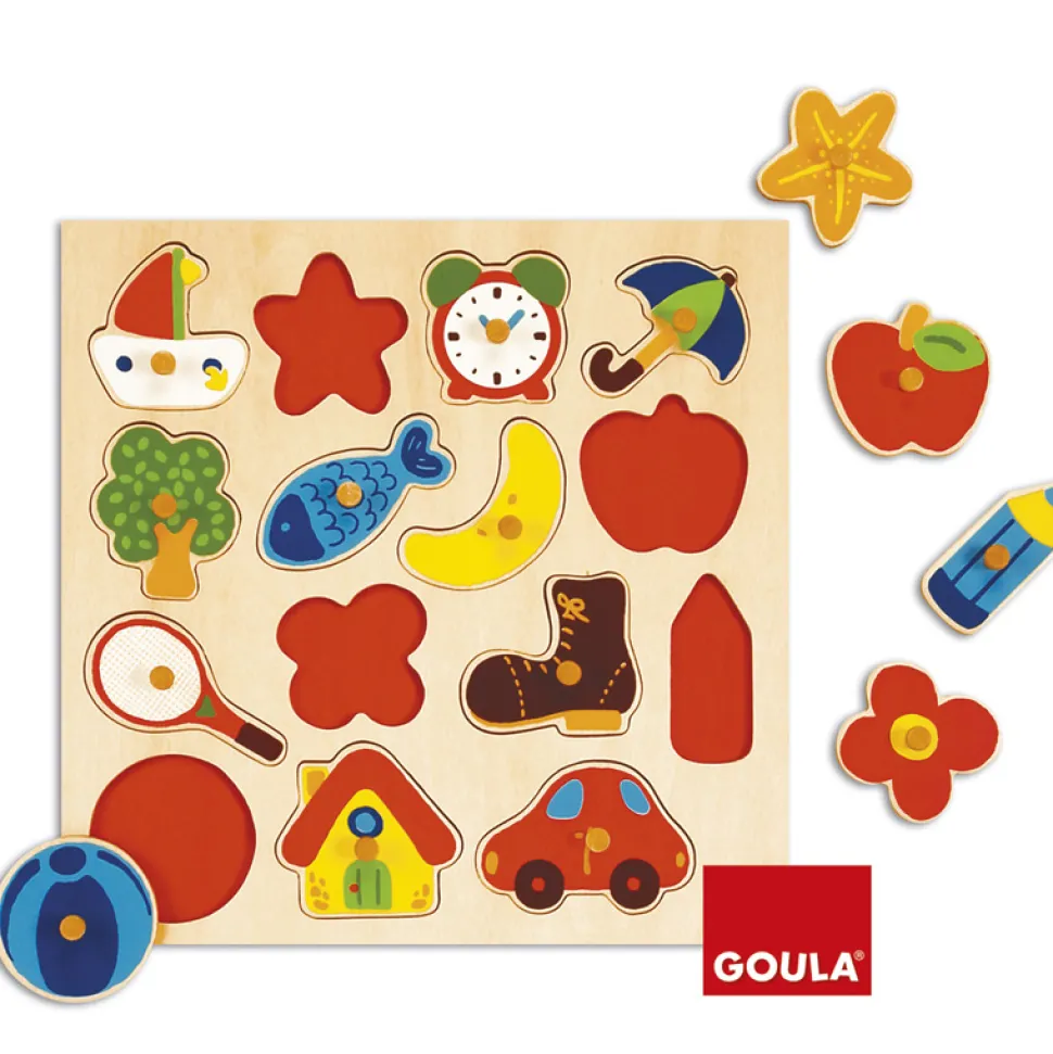 Encastrement 15 pièces en bois : Puzzle silhouettes - Goula