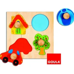 Encastrement 4 pièces en bois : Puzzle couleur - Goula