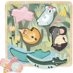 Encastrement tactile 5 pièces en bois : Jungle Touch and feel - Vilac