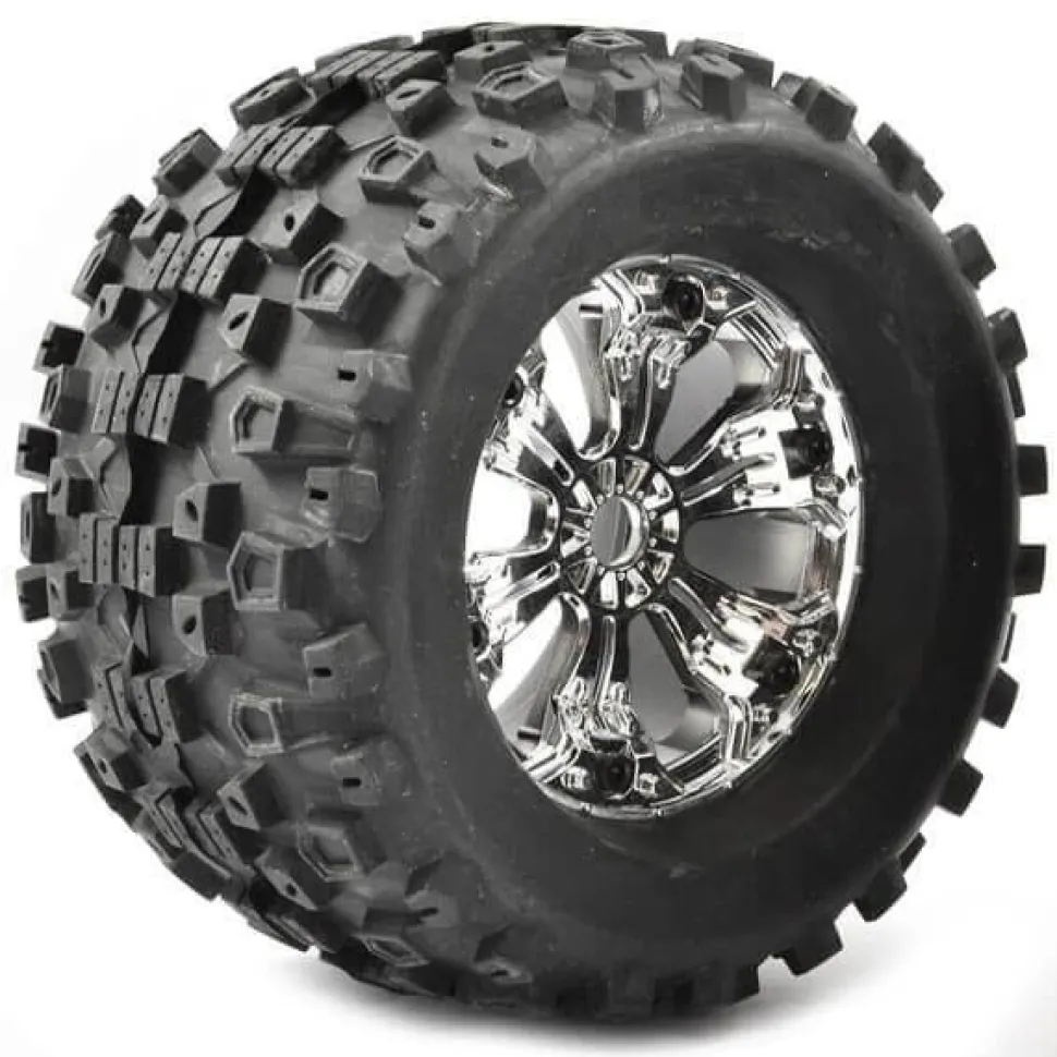 Fastrax 1:8e MT Stinger Mounted 6-Spoke Chrome 1/2"Offset(Pr) - Fastrax