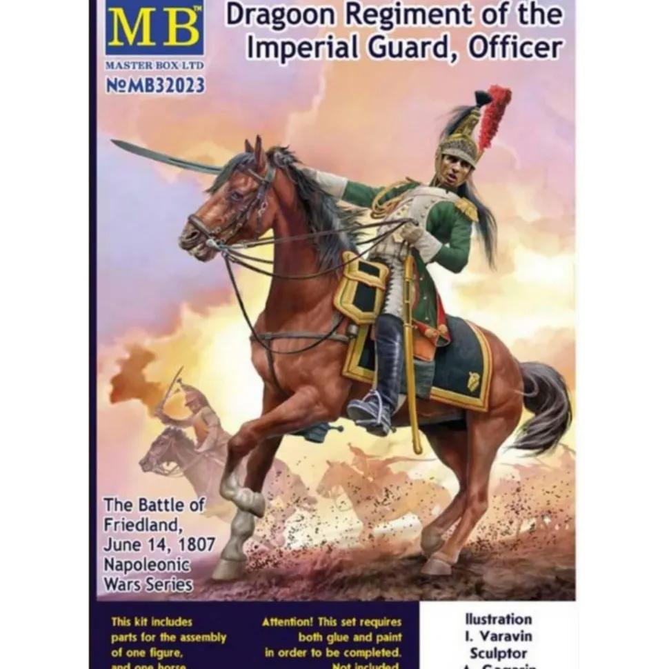 Figurine : Officier Garde Impériale et cheval - Bataille de Friedland - Guerre Napoléonienne - Master Box