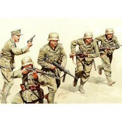 Figurines 2ème Guerre Mondiale : Infanterie deutsches Afrika Korps à l'assaut 1942 - Master Box