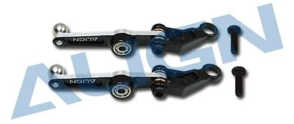 H25011A - Set Levier-Compens. Pas Metal noir T-REX 250 - Align