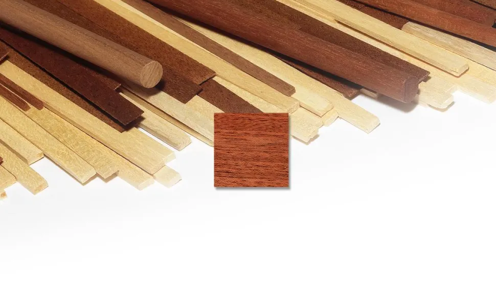 Liston 1m Sapelli rouge acajou 1 x 7 mm - x4 pieces - OCCRE - OCCRE