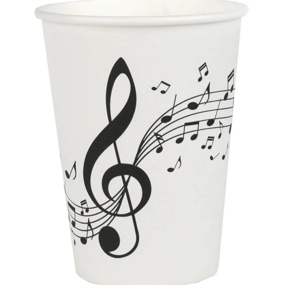 Lot de 10 Gobelets Musique Clé de sol, Blanc 25cl - RueDeLaFete