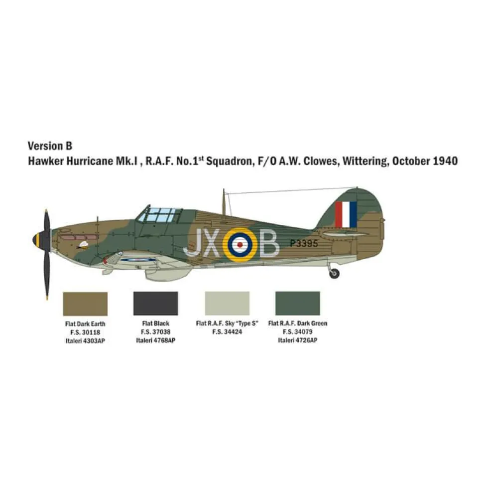 Maquette avion : Bataille d'Angleterre : Hurricane Mk.I - Italeri