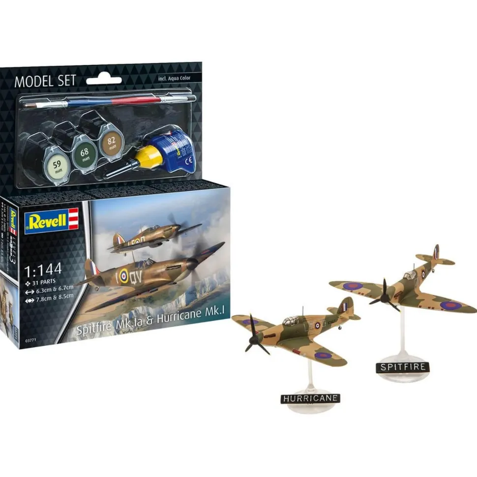 Maquette avion : Model Set Spitfire Mk.Ia & Hurricane Mk.I Maquette Revell avec accessoires de base - Revell