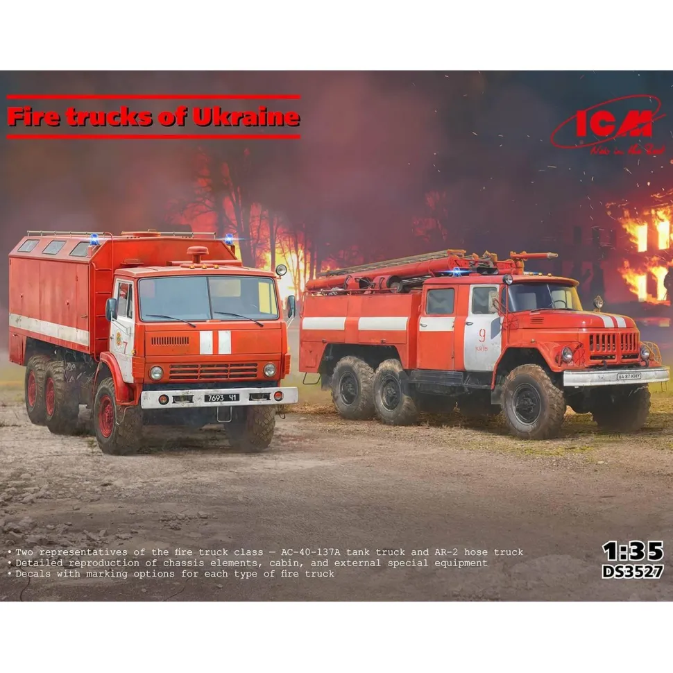 Maquette camion : Camions de pompiers de l'Ukraine en 1:35 - ICM
