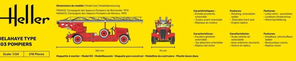Maquette Camion de pompier Bonneville Delahaye type 103 - Heller