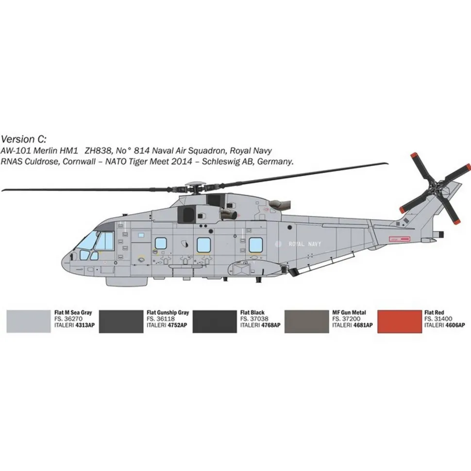 Maquette hélicoptère : AW101 Merlin HM.1 en 1:72 - Italeri