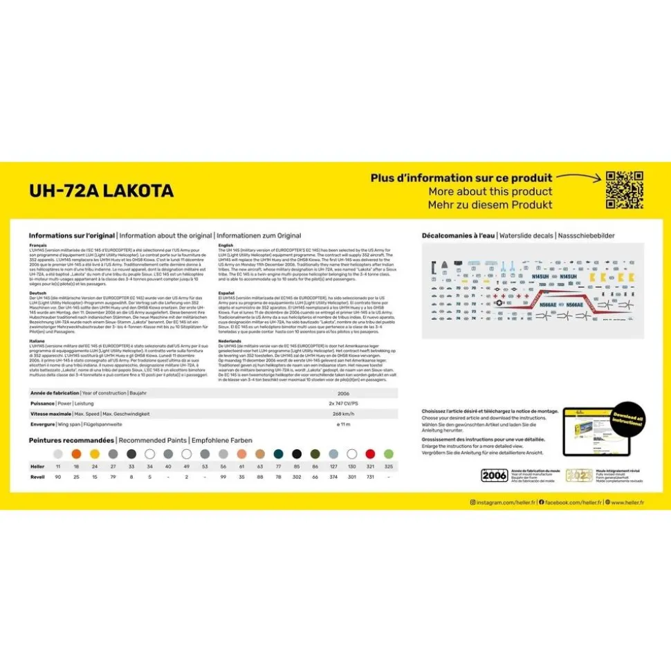 Maquette hélicoptère : Kit complet : Eurocopter UH-72A Lakota - Heller