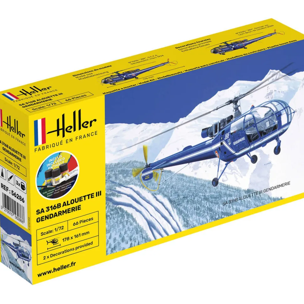Maquette hélicoptère : Starter Kit : SA 316 Alouette III Gendarmerie - Heller