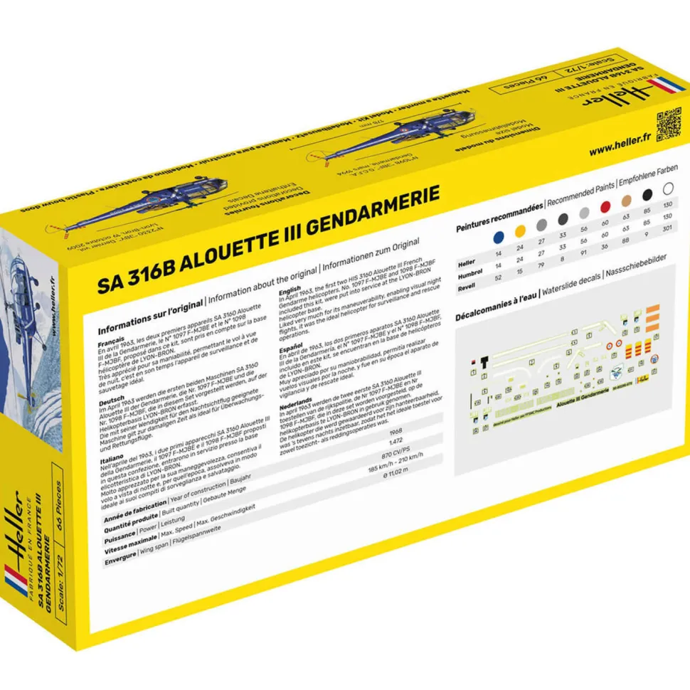 Maquette hélicoptère : Starter Kit : SA 316 Alouette III Gendarmerie - Heller