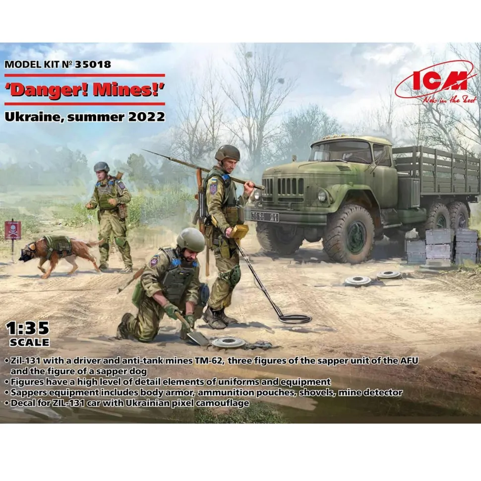 Maquette véhicule et figurines : Danger ! Mines ! Ukraine - été 2022 - ICM