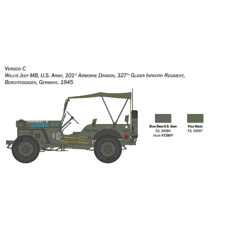 Maquette véhicule militaire : Jeep Willys MB 80ème anniversaire 1941-2021 - Italeri