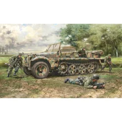 Maquette véhicule militaire : Sd.Kfz.10 Demag D7 et troupes - Italeri