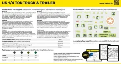 Maquette véhicule militaire : Kit : US 1/4 Ton Truck Trailer - Heller