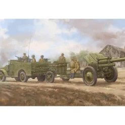 Maquette véhicule militaire : M3A1 dernière version remorquage obusier 122 mm M-30 - Hobby Boss