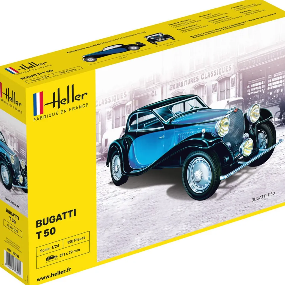 Maquette voiture : Bugatti T.50 bleue - Heller