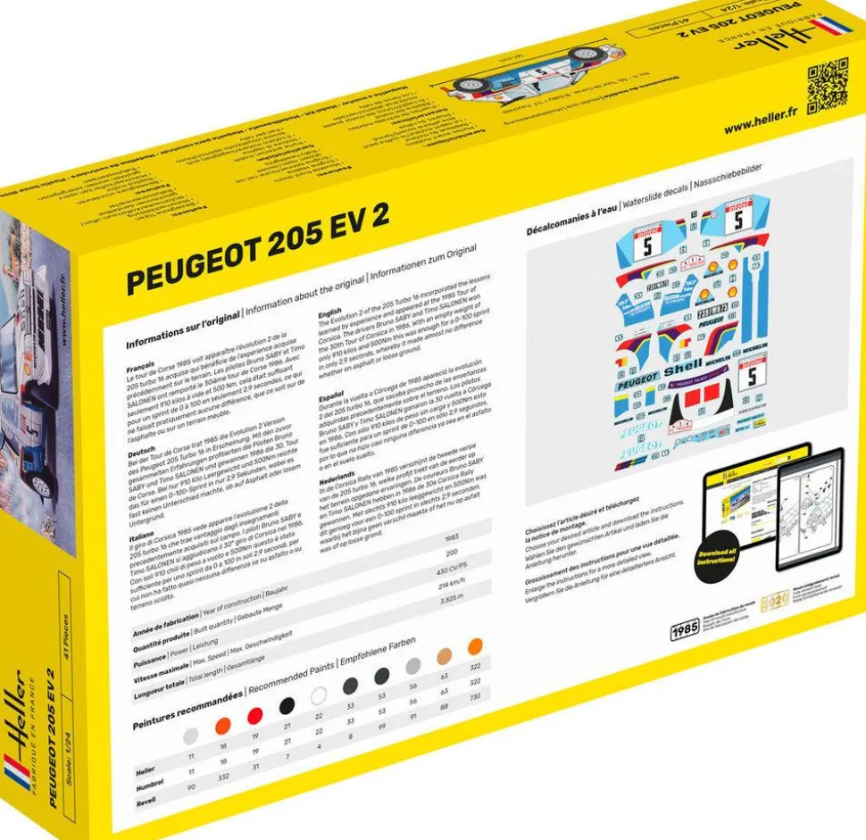 Maquette voiture : Kit complet : Peugeot 205 EV2 - Heller