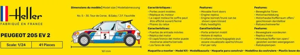 Maquette voiture : Kit complet : Peugeot 205 EV2 - Heller