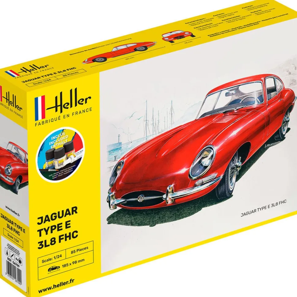 Maquette voiture : Kit complet : Jaguar Type E 3L8 FHC - Heller
