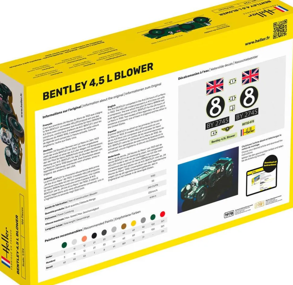 Maquette voiture : Kit complet : Bentley 4,5 L Blower - Heller