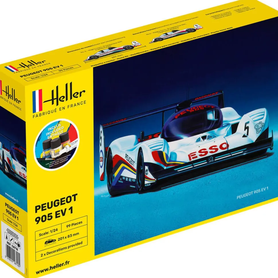 Maquette voiture : Kit complet : Peugeot 905 EV 1 Bis - Heller