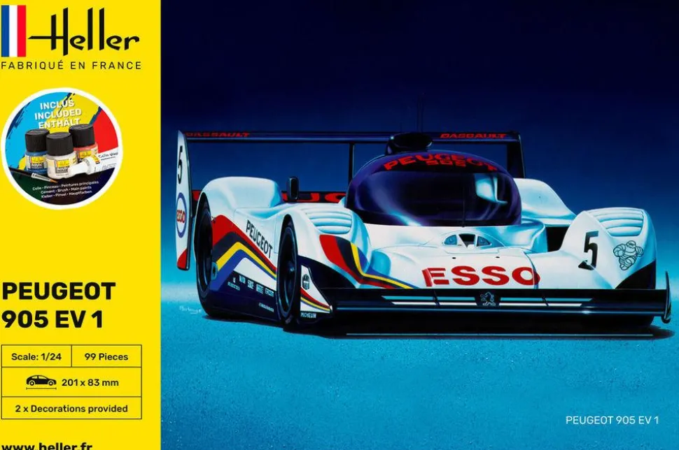 Maquette voiture : Kit complet : Peugeot 905 EV 1 Bis - Heller