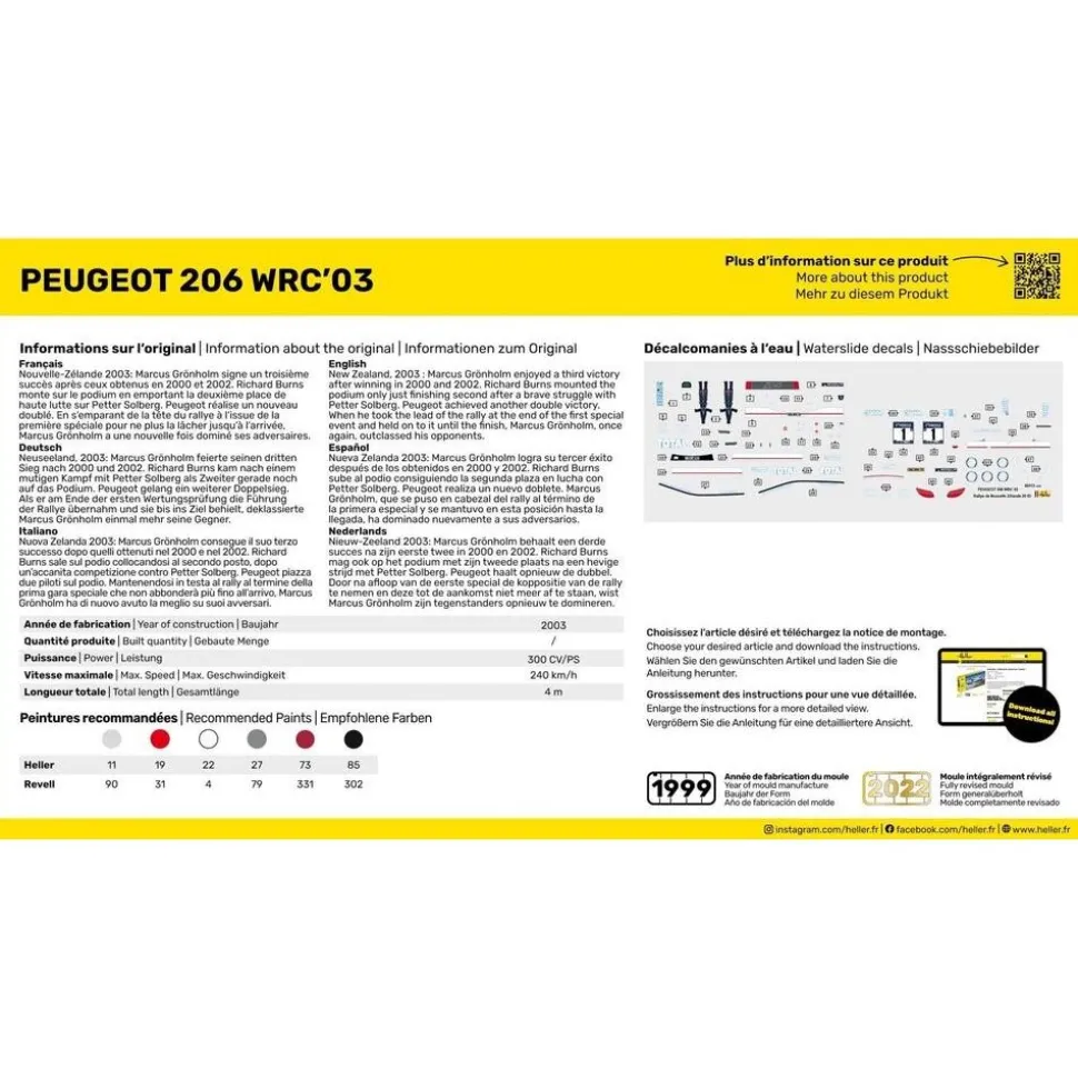 Maquette voiture : Peugeot 206 WRC 03 - Heller