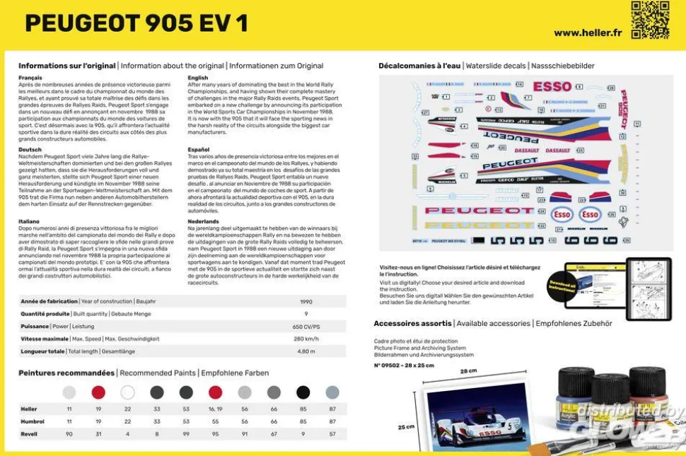 Maquette voiture : Peugeot 905 EV 1 - Heller
