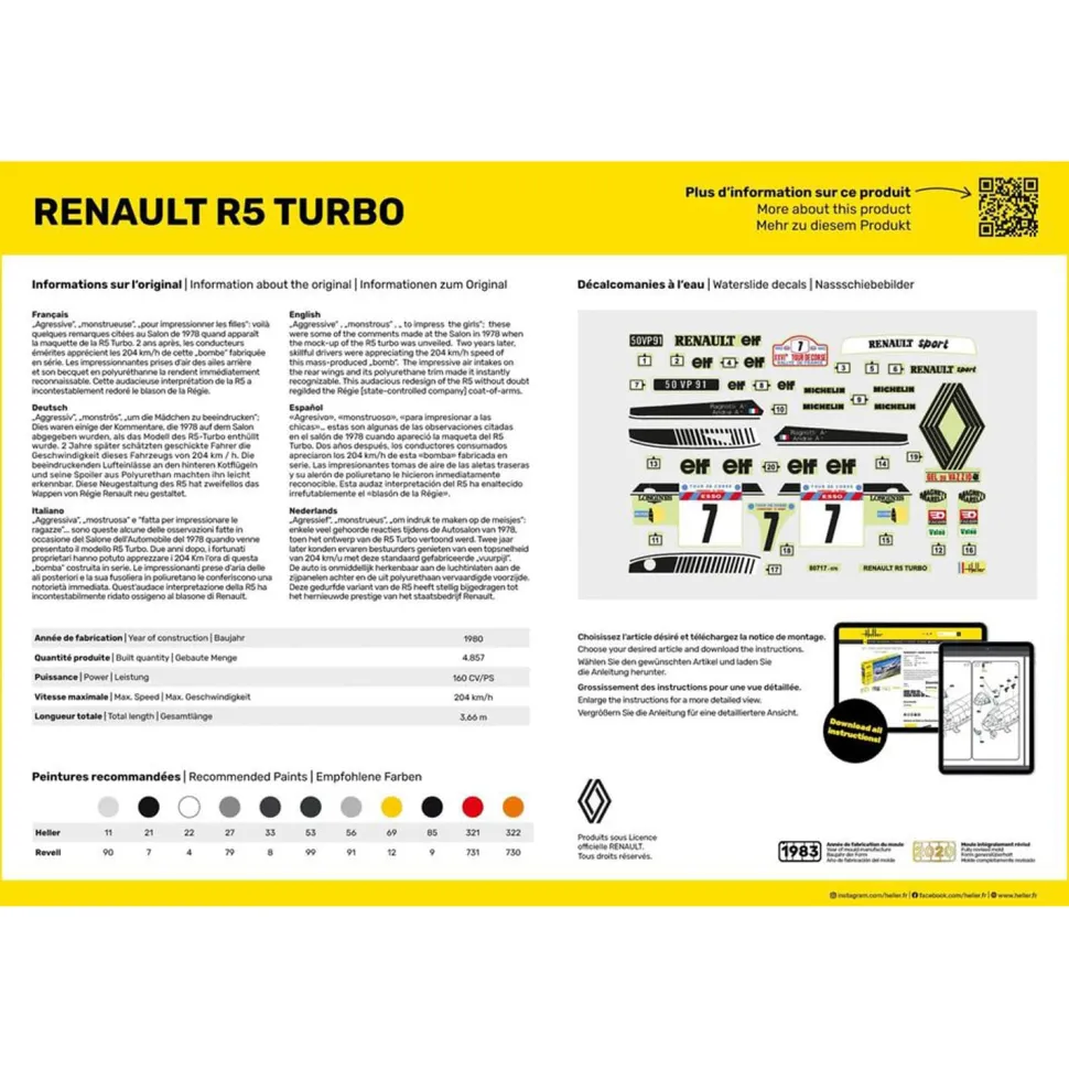Maquette voiture : Renault 5 Turbo orange - Heller