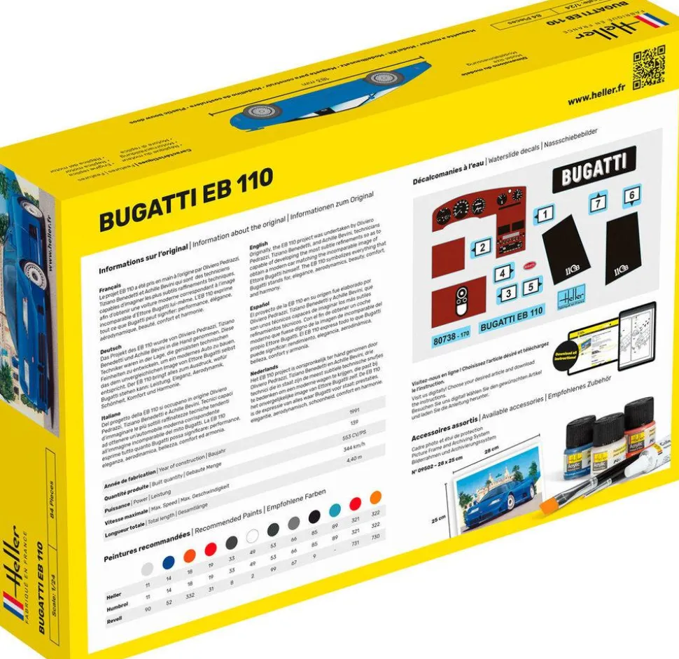 Maquette voiture : Starter Kit : Bugatti Eb 110 - Heller
