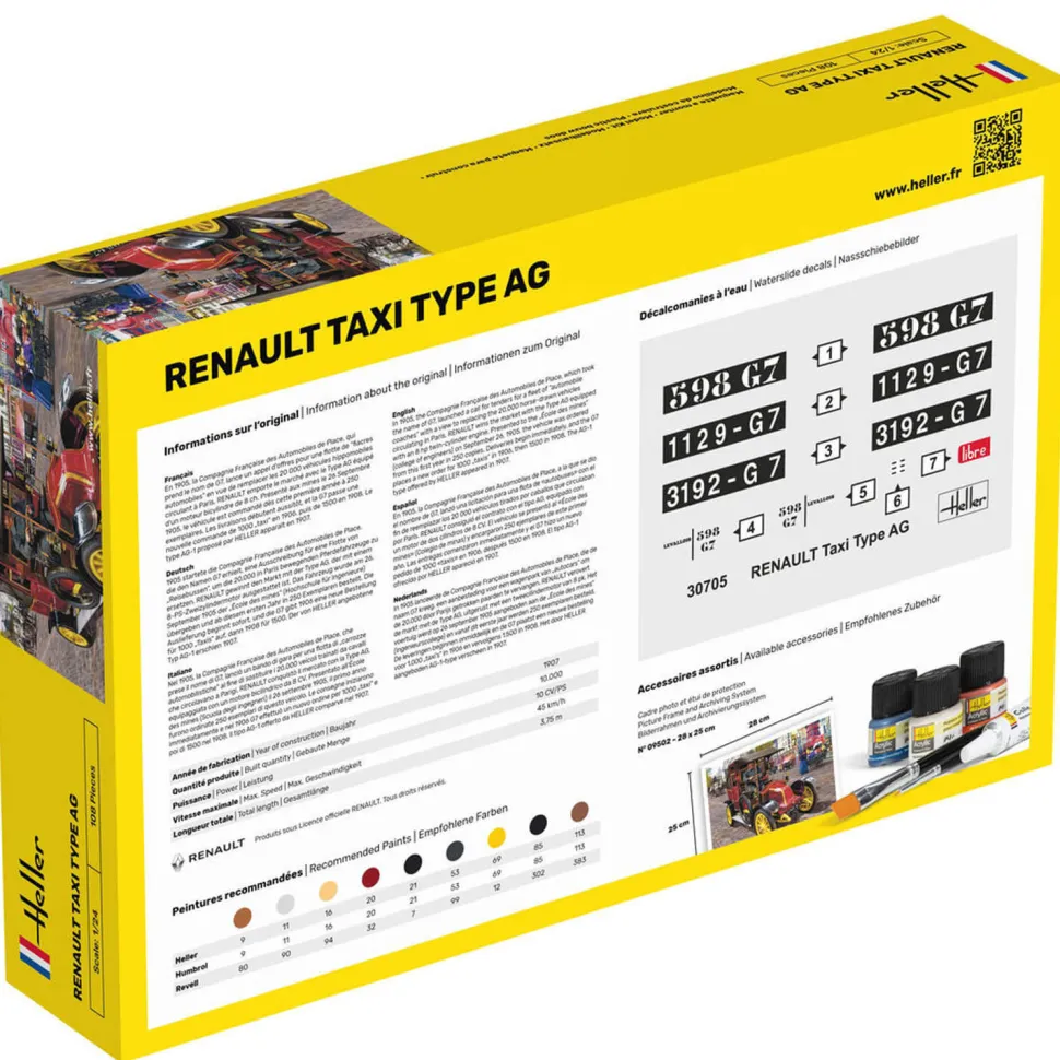 Maquette voiture : Starter Kit : Renault Taxi Type AG - Heller