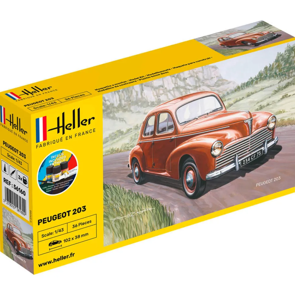 Maquette voiture : Starter Kit : Peugeot 203 - Heller