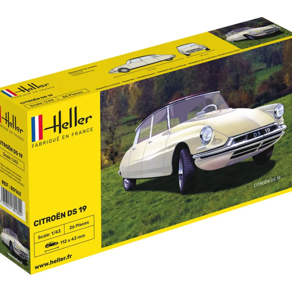 Maquette voiture : Citroën DS 19 blanche - Heller
