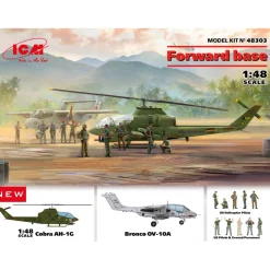 Maquettes aviation : Cobra AH-1G et Bronco OV-10A avec pilotes américains et personnel au sol - ICM