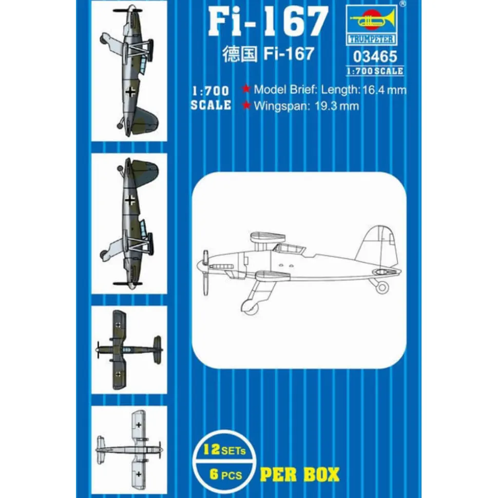 Maquettes avions : Set 12 mini avions Fi-167 - Trumpeter